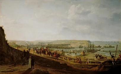 Napoleon I (1769-1821) besøker leiren ved Boulogne i juli 1804, 1806