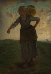 En normannisk melkepike i Greville, 1871 (olje på papp)