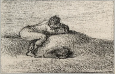 Mann som huker på en bakke, 1848-1850