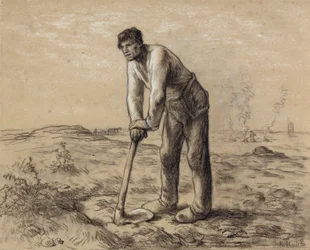 Mann med en hakke, ca. 1860-62
