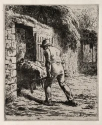 Bonde som vender tilbake fra gjødselhaugen, 1855-1856.