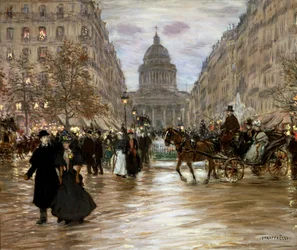 Boulevard Saint-Michel, slutten av 1800- eller begynnelsen av 1900-tallet.