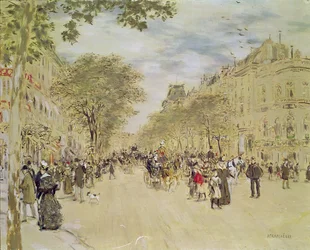 Pavillon de Hanovre og Boulevard des Italiens, Paris, etter 1870 (gouache og wc på papir)