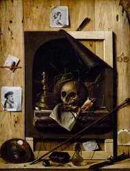 Forfengelighet og trompe-l'oeil, maleri av Jean-Francois De Le Motte (1600-tallet), Frankrike