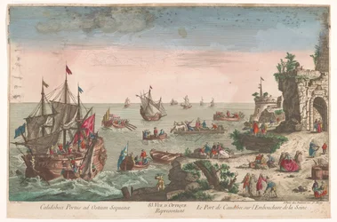 Utsikt over havnen ved Caudebec ved munningen av elven Seinen 83. Vue d