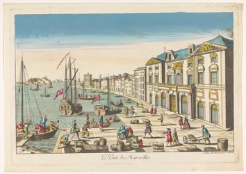 Utsikt over rådhuset og havnen i Marseille Le port de Marseille (tittel på objekt)