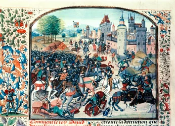 Slaget ved Neville#39;s Cross i 1346 mellom engelske og skotske tropper ledet av kong David II av Skottland …