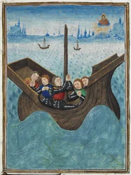 Eremitten Robert vender tilbake til Frankrike, Jean Froissart, miniatyr