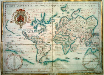 Universelt hydrografisk kart. Manuskript av Jean Guerard, fransk geograf. 1734. paris, B.N.