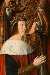 Hertug Peter II av Bourbon, detalj. Triptych av mesteren av Moulins