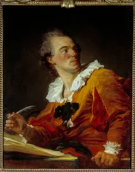 Inspirasjon Portrett av en fremmed. Maleri av Jean Honore Fragonard (1732-1806) Søn fra 1700-tallet. 0,8x0,64 m - Inspirasjon, portrett av en anonym mann, Maleri av Jean Honore Fragonard (1732-1806)
