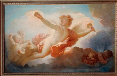 Love Kissing the Universe-maleri av Jean Honore Fragonard (1732-1806). Toulon fra 1700-tallet, Musee des Beaux Arts