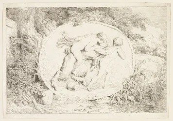 Nymfe rir på en satyrs rygg, fra Bacchanales, eller Satyrspill