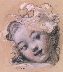 Portrett antas å være Rosalie, datter av kunstneren (kull og kritt på papir)