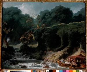 Festligheten i Rambouillet kalt kjærlighetens øy. Maleri av Jean-Honoré Fragonard (1732-1806)