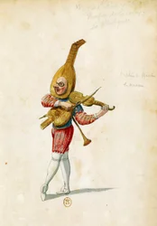 Kostymeskisse av Jean Berain den eldste (1640-1711) for Le feste di Amore e di Bacco (The Celebrations of Love and Bacchus), ballett av Jean-Baptiste Lully (1632-1687), fremført på Palais-Royal i Paris, 15. november