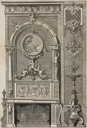 Peis, av Jean Berain (1640-1711), gravering av Scotin Aine fra L