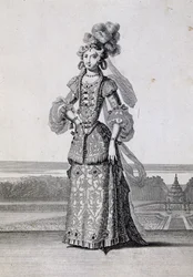 Kvinnelige ballettkostymer, gravering av Jean Berain den eldste (1637-1711), Frankrike