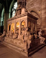 Orant og liking av Louis XII (1462-1515) og Anne de Bretagne (1477-1514) realisert av Jean Juste i 1531. Basilica of Saint Denis