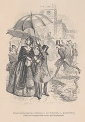 Jeg hadde for mye behov for en omnibus, men så snart det begynner å regne, ser det ut til at de alle har d..., 1843.