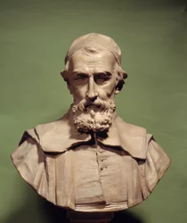 Portrett av Nicolas Claude Fabri de Peiresc (1581-1637), humanist, astronom av Galilea Skulptur av Jean Jacques Caffieri (1725-1792) Paris, Mazarine bibliotheque