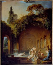 Nymfenes bad Maleri av Jean Jacques Francois Barbier l'Ain (1738-1826) Rouen fra 1800-tallet, Musee des Beaux Arts
