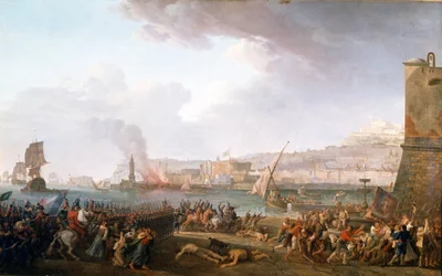 Inntreden av den franske hæren kommandert av general Championet i Napoli, 21/01/1799. Maleri av Taurel Jean Jacques François (1757 - 1832). 1799. Slottene i Versailles og Trianon.