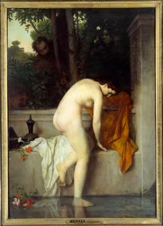 Kysk Suzanne sier Suzanne i badekaret. Maleri av Jean Jacques Henner (1829-1905)