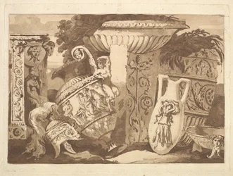 Komposisjon med de antikke fragmentene og en skjev vase, fra Recueil de Compositions..., 1782-84.