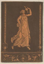 Ung drapert kvinne, som går fra venstre til høyre, bærer en Young drapert... metallvase, ca. 1784.