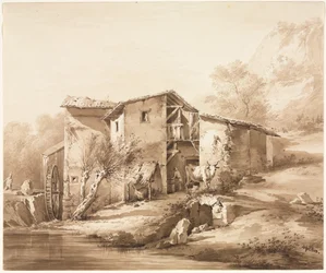 Landskap med vannmølle, ca 1790.