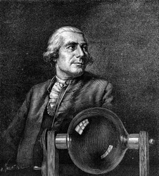 Portrett av Joseph de Montgolfier (1740-1810), fransk industrimann, oppfinner av luftballongen. (Fra portrettet av Boissieu, på Musee de Lyon). Gravering i "" Nature: gjennomgang av vitenskapene og deres anvendelser på kunst og industri ""