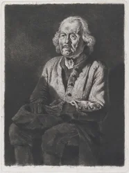 Sittende tigger: Portrett av Old Girard, en bonde fra Chasselay, 1772.