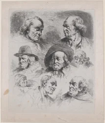 Studie av åtte hoder, 1795.