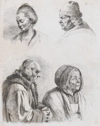 Studie av fire hoder, 1770.