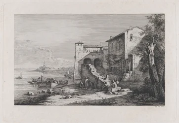 Utsikt over det gamle tollhuset i Roma, 1807.