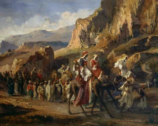 Karavaner som krysser de marokkanske fjellene, av Jean-Joseph Bellel (1816-1898), Frankrike