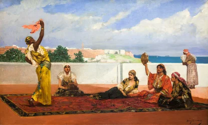 Skjerfdansen, ca. 1880 (olje på lerret)