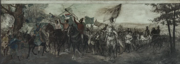 Skisse for utsmykningen av galleriet i Sorbonnes Cour d#39;Honneur: La Fête du Lendit, mellom 1894 og 1903 (olje)