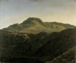 En utsikt over den romerske Campagna, med Lake Nemi
