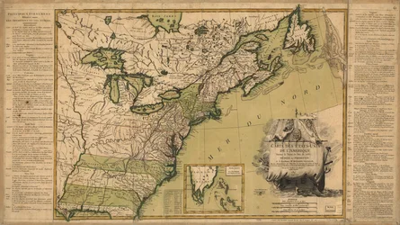 Kart over USA etter fredsavtalen av 1783.