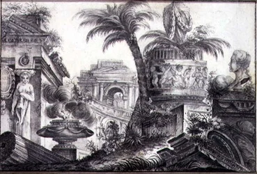 An Architectural Fantasy, ca. 1760 (kull og blyant på papir)