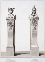 Byster av Merkur og Minerva av Louis Lerambert i Versailles, 1674