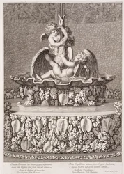 Fontene med to amoriner og en svane, designet av Jean-Baptiste Tuby, i Versailles, 1677