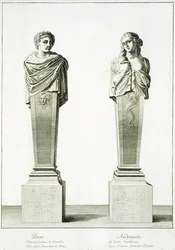 Skulpturer som viser Perseus og Adromeda av Louis Lerambert i Versailles