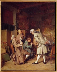 Malende elskere (i 1700-tallets smak), også kjent som «Un peintre». Maleri av Jean-Louis-Ernest Meissonier (1815-1891). 1860. 0,35 x 0,28 m. Paris, Musée d’Orsay