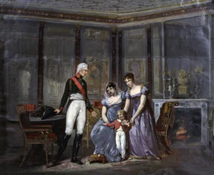 Keiserinne Joséphine presenterer sin datter Hortense og sitt barnebarn Louis-Napoléon for tsar Aleksander