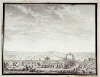 Fransk revolusjon: "" Les troupes du Champ-de-Mars avgang til Place Louis XV: 12 juillet 1789"" Tegning i blekk og vask av Jean-Louis Prieur (1759-1795) 1700-tallet. Dim. 0,17x0,23 m. Paris, Musee Carnavalet
