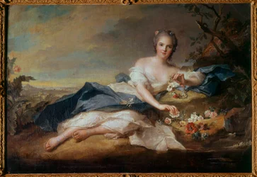 Portrett av Madame Henriette av Frankrike (1727-1752) i Flore, datter av Louis XV Maleri av Jean Marc (Jean-Marc) Nattier (1685-1766) 1742 Søn 0,96x1,51 m