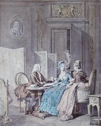 Graviditetserklæringen, 2. halvdel av 1700-tallet, gravert av Pietro Antonio Martini (1739-97) (farget gravering) (se også 19554)